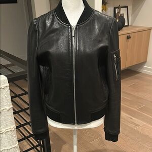 Bagatelle Black Leather Bomber Jacket